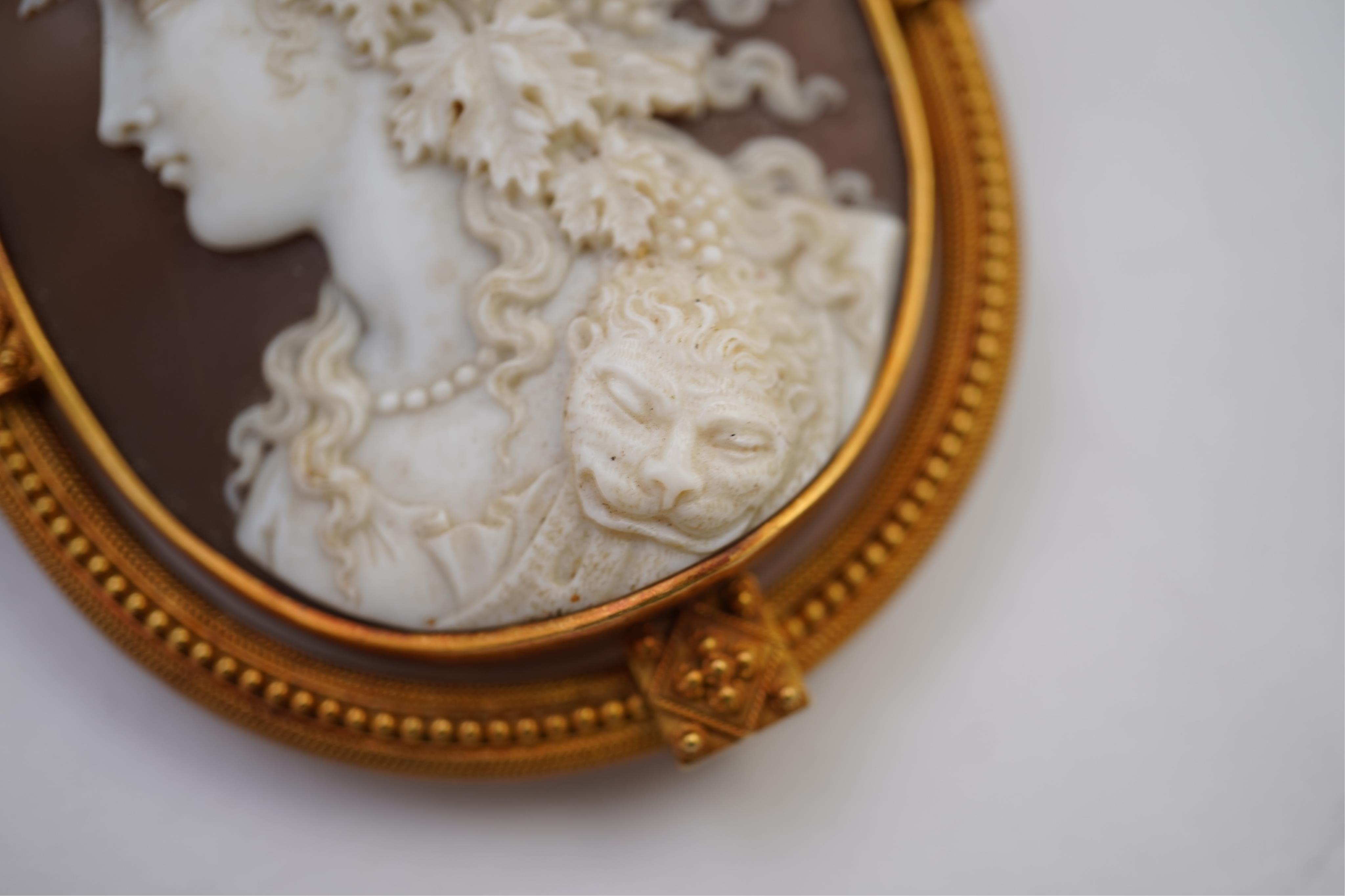 A carved shell cameo brooch, second half 19th century